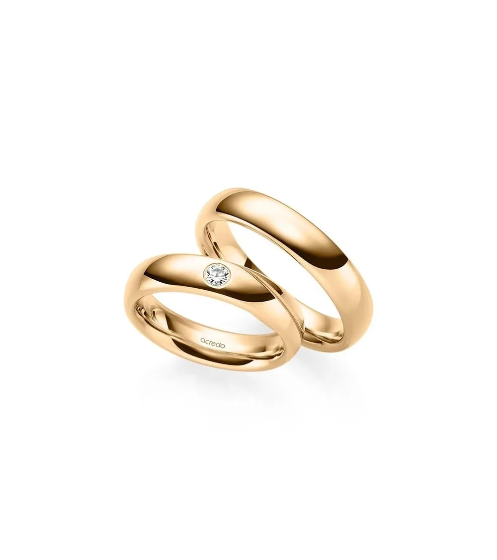 14K o 18K Anillos de compromiso anchos de oro rosa con diamante