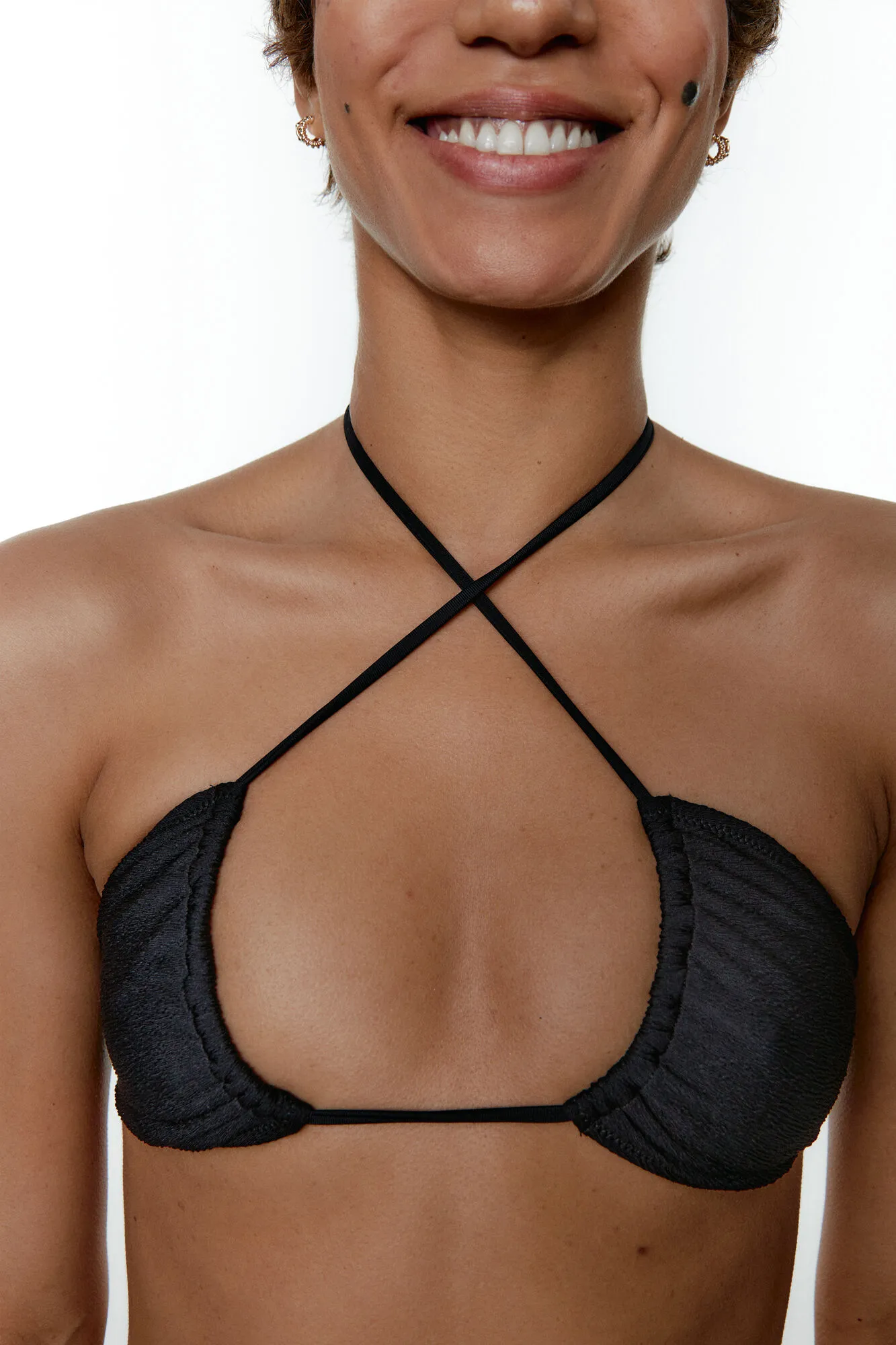 Bessie Black Jacquard Multiway Bikini Top