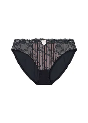 Dark Grey-Light Pink Striped Panties