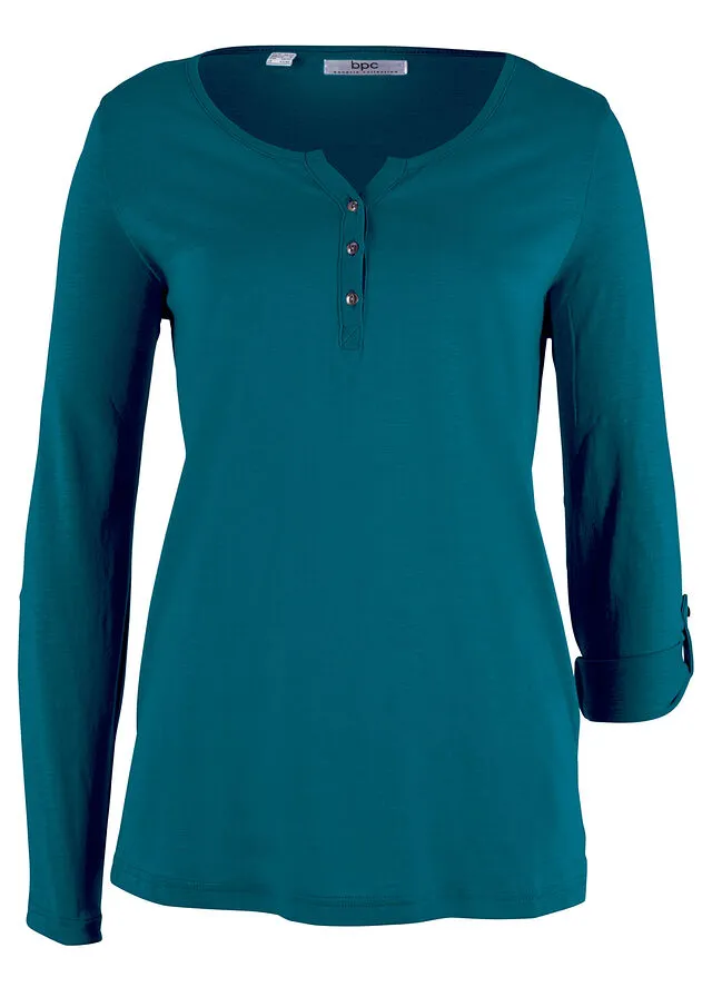 Blue petroleum long sleeve button shirt