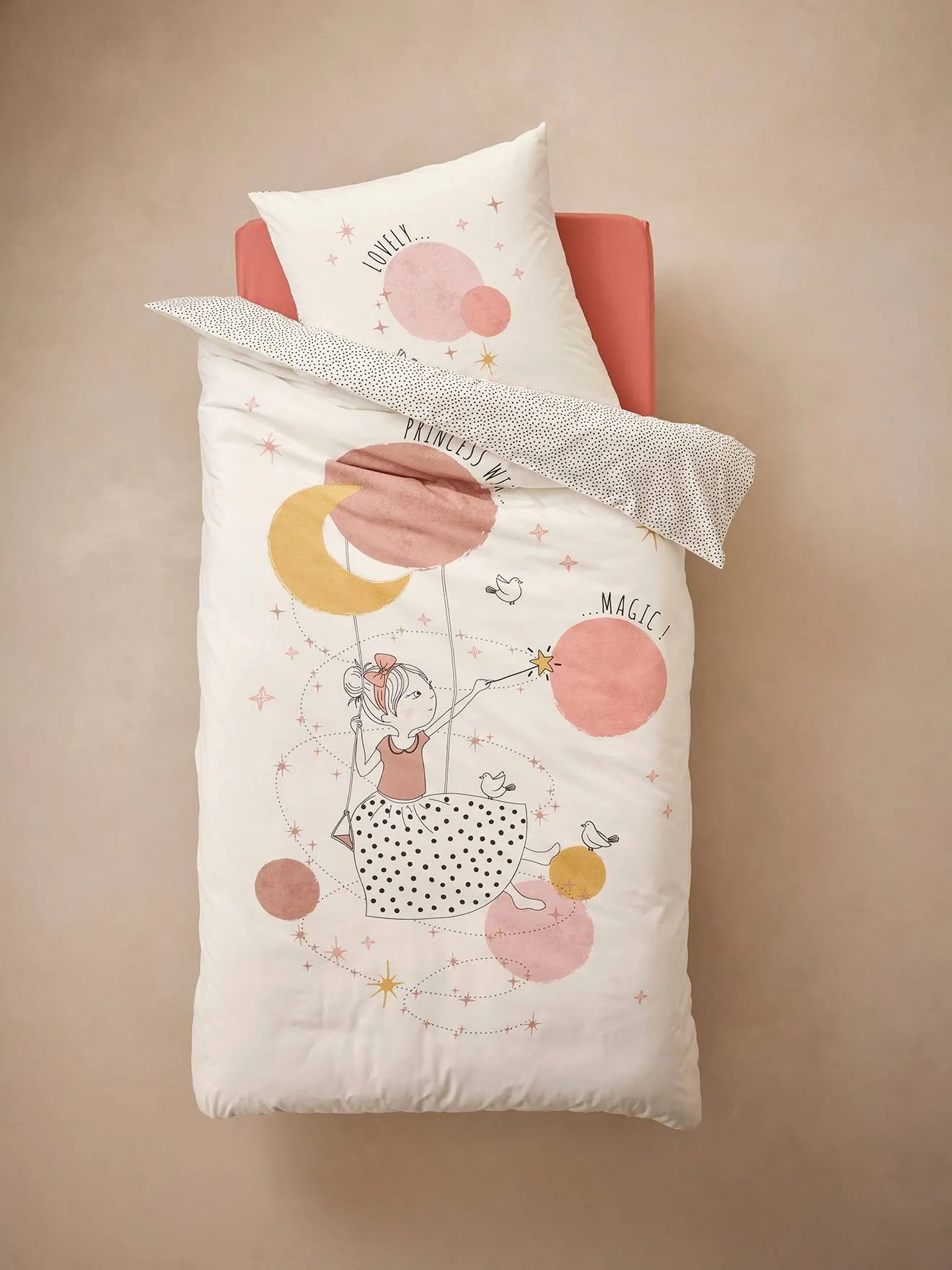 Children's recycled cotton duvet cover set + pillowcase - PRINCESS POETRY