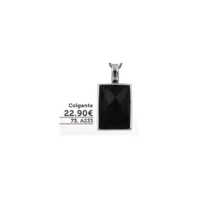 Sterling silver rhodium-plated pendant. Square black stone.