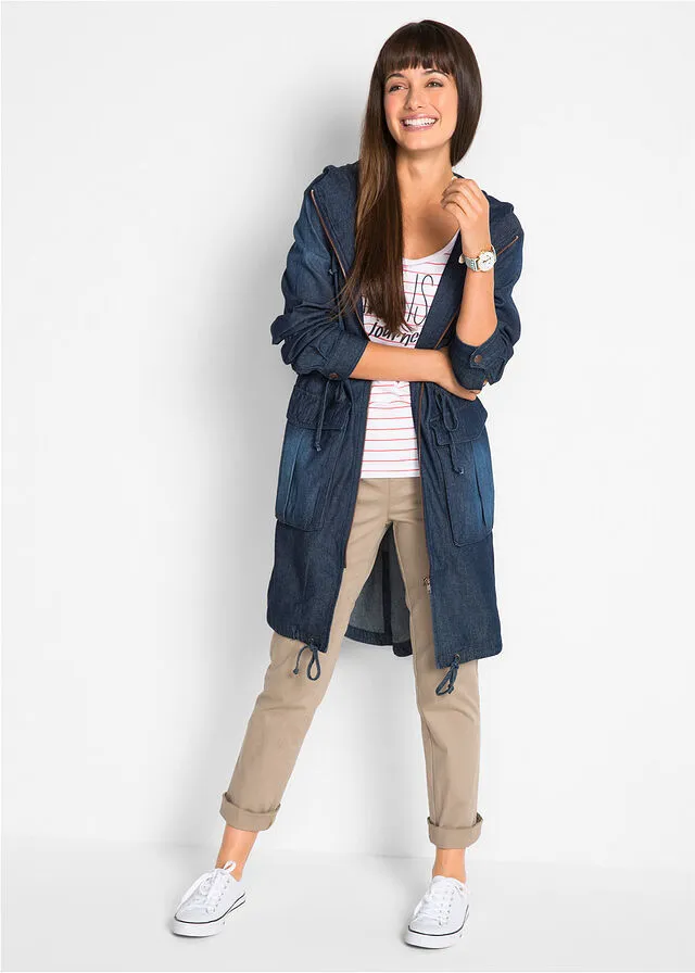 Dark Distressed Cotton Denim Jacket