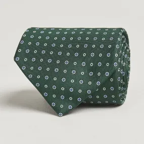 E. Marinella 3-Fold Printed Silk Tie Dark Green