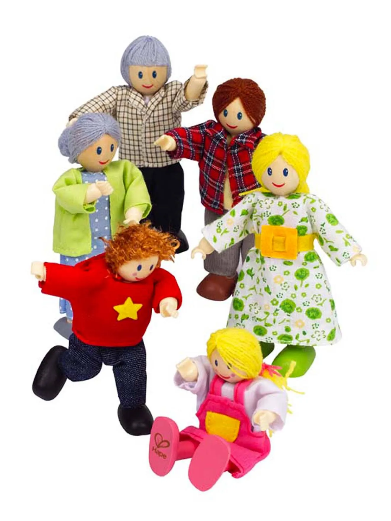 Hape Wooden Dollhouse Family of 6 - Toy Figures for Kids