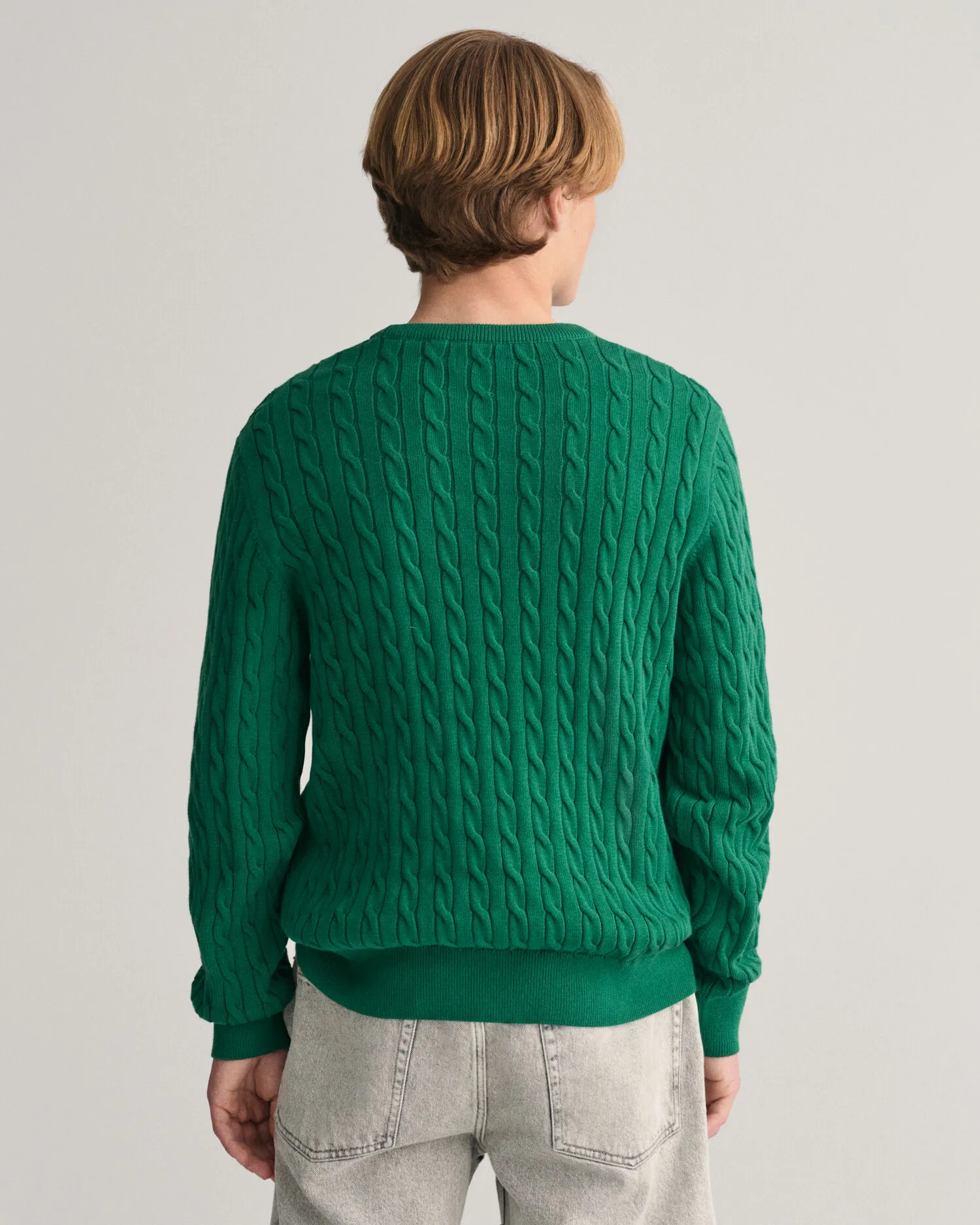 Shield Teens cotton cable knit round neck sweater