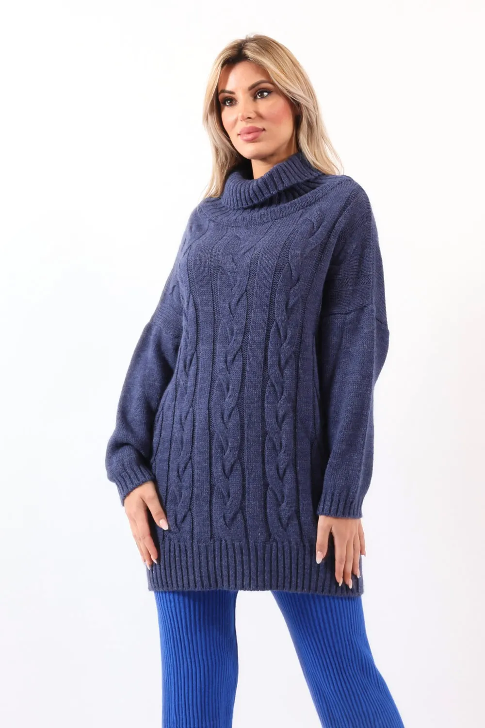 Blue knitted sweater