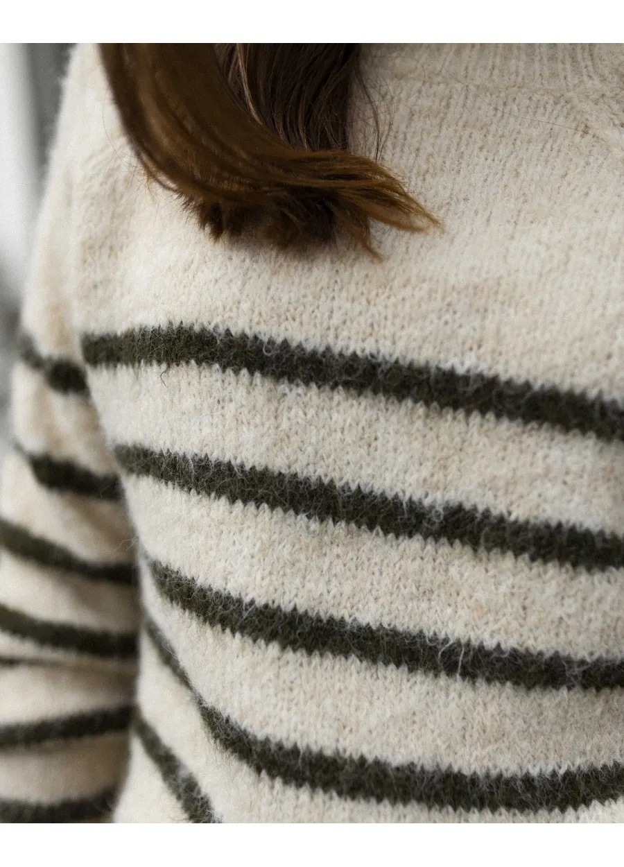 Striped Jersey Pointelle Top