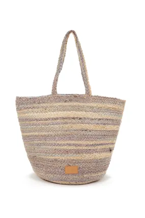 Large Striped Straw Beach Tote