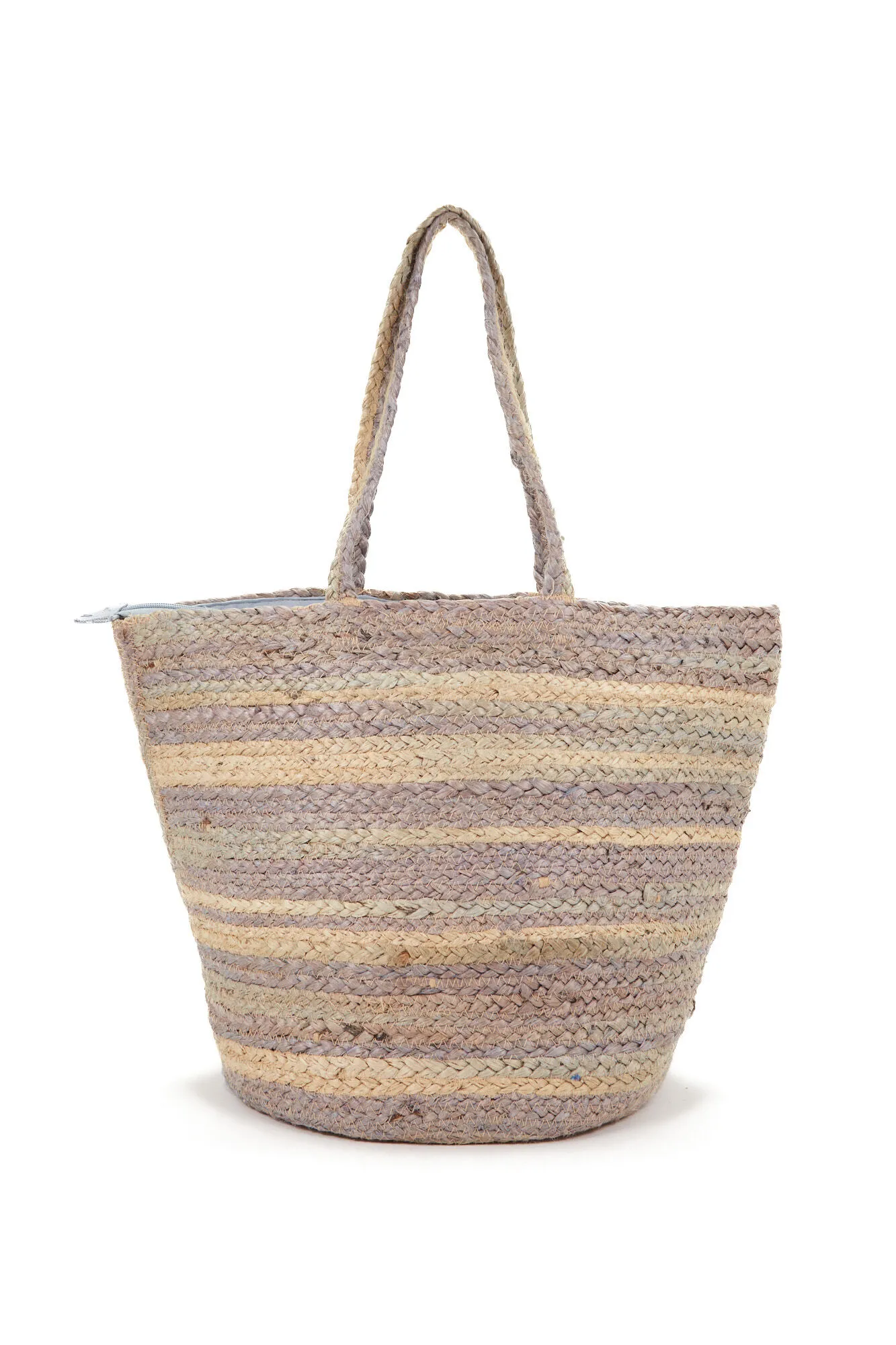 Large Striped Straw Beach Tote
