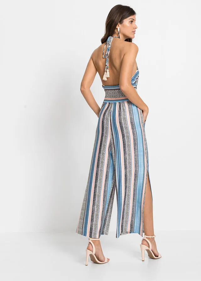 Light Blue Striped Necktie Jumpsuit