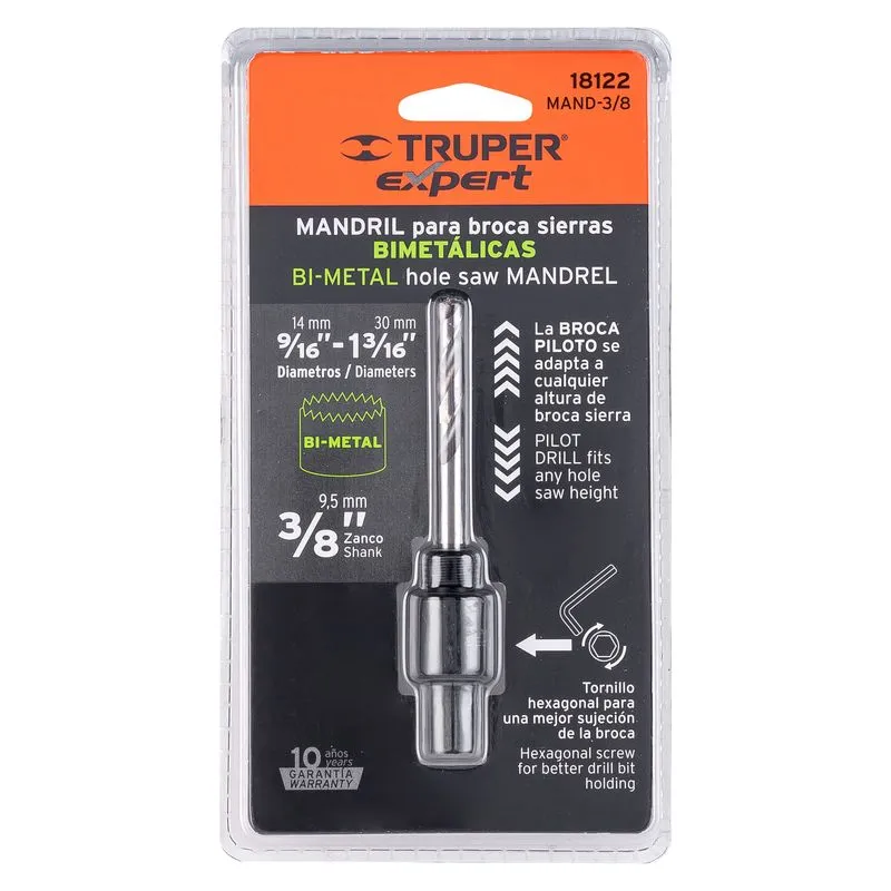 Mandril de 3/8" para broca sierra bimetálica | TRUPER