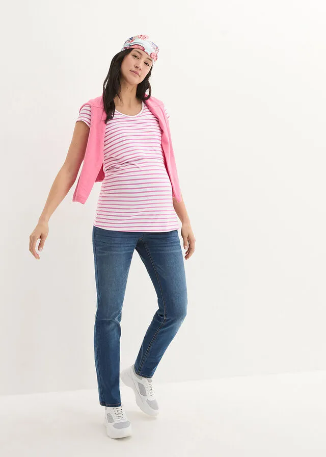 Maternity/Nursing Shirt Pink/Purple/White Striped