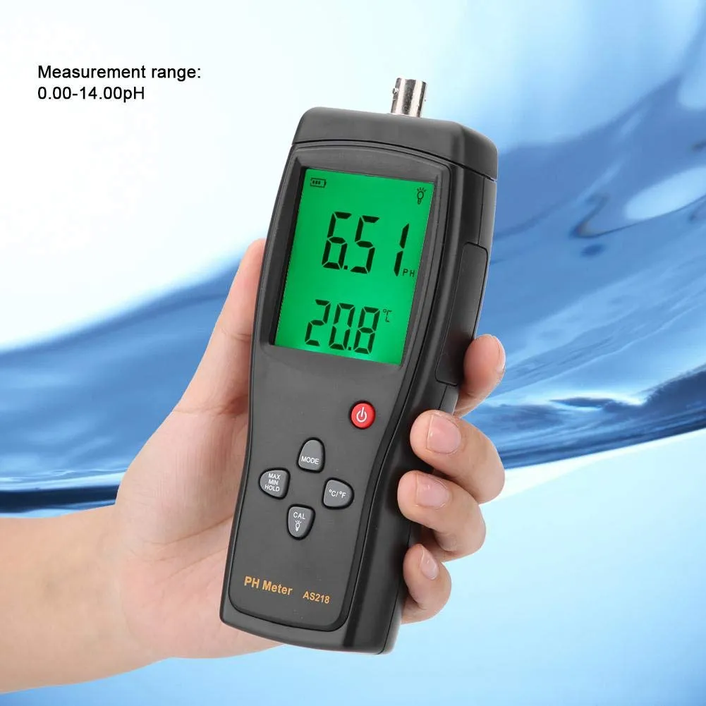 Medidor de pH Digital AS218 con Sensor Inteligente de pH 0,00~14,00 Medidor de Humedad de pH Instrumento de Medición de Humedad 
