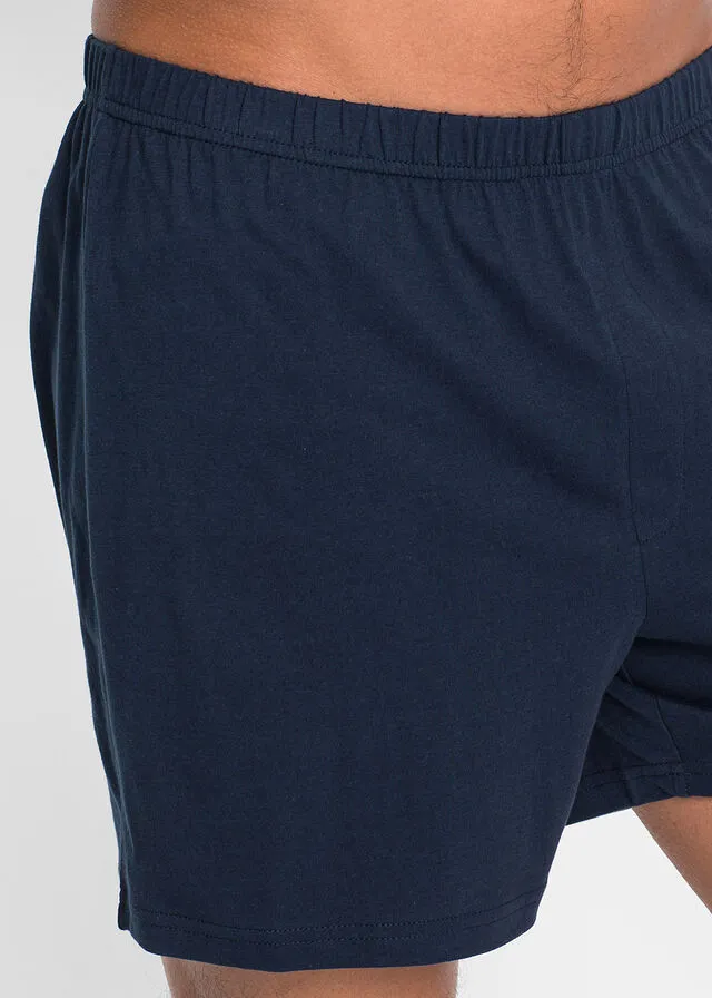 Men's Dark Blue-White Striped Short Pajamas