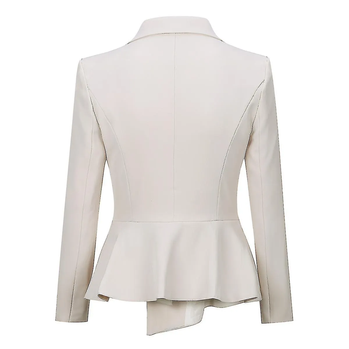 Women's two-piece professional office suit with double breasted asymmetrical slim fit - blazer and pants