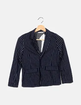 Navy Blue Striped Blazer
