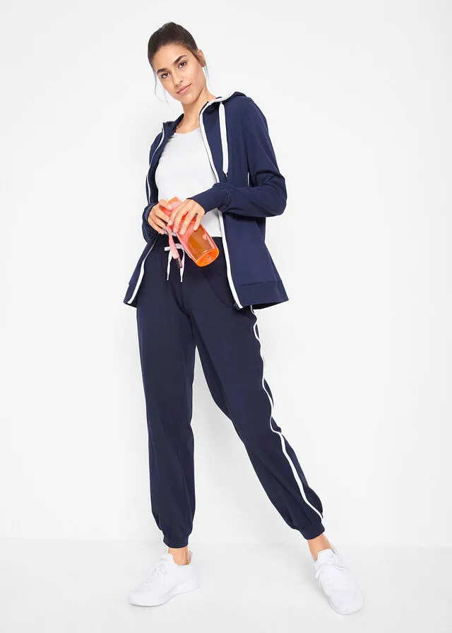 Navy Blue Stretch Cotton Track Jacket