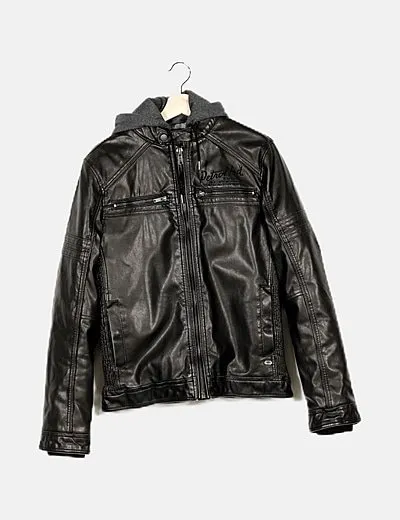 PETROL INDUSTRIES Chaqueta piel negro desgastado