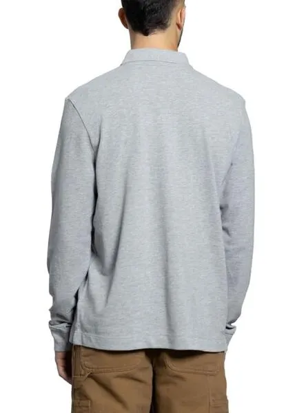 Men's Long Sleeve Gray Basic Polo Shirt