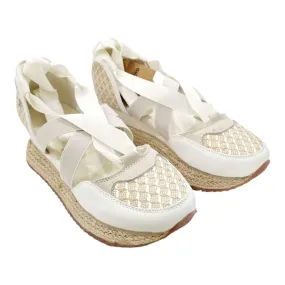 Zapatos de mujer blancos Gioseppo con elásticos atados al tobillo
